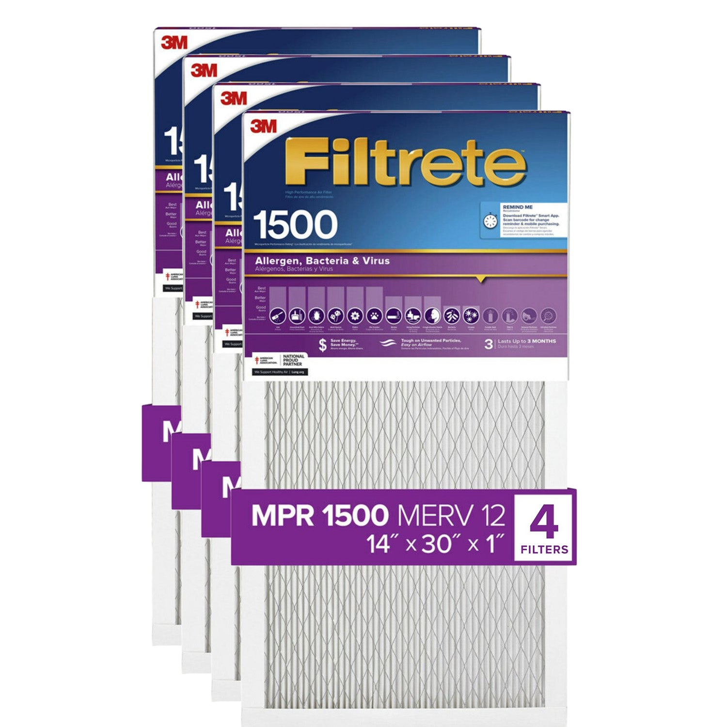 3M Filtrete 1500 Ultra Allergen Reduction Air Filter - 14x30x1 (4-Pack) - Air Filters - 132.38 - DiscountFilterStore.com