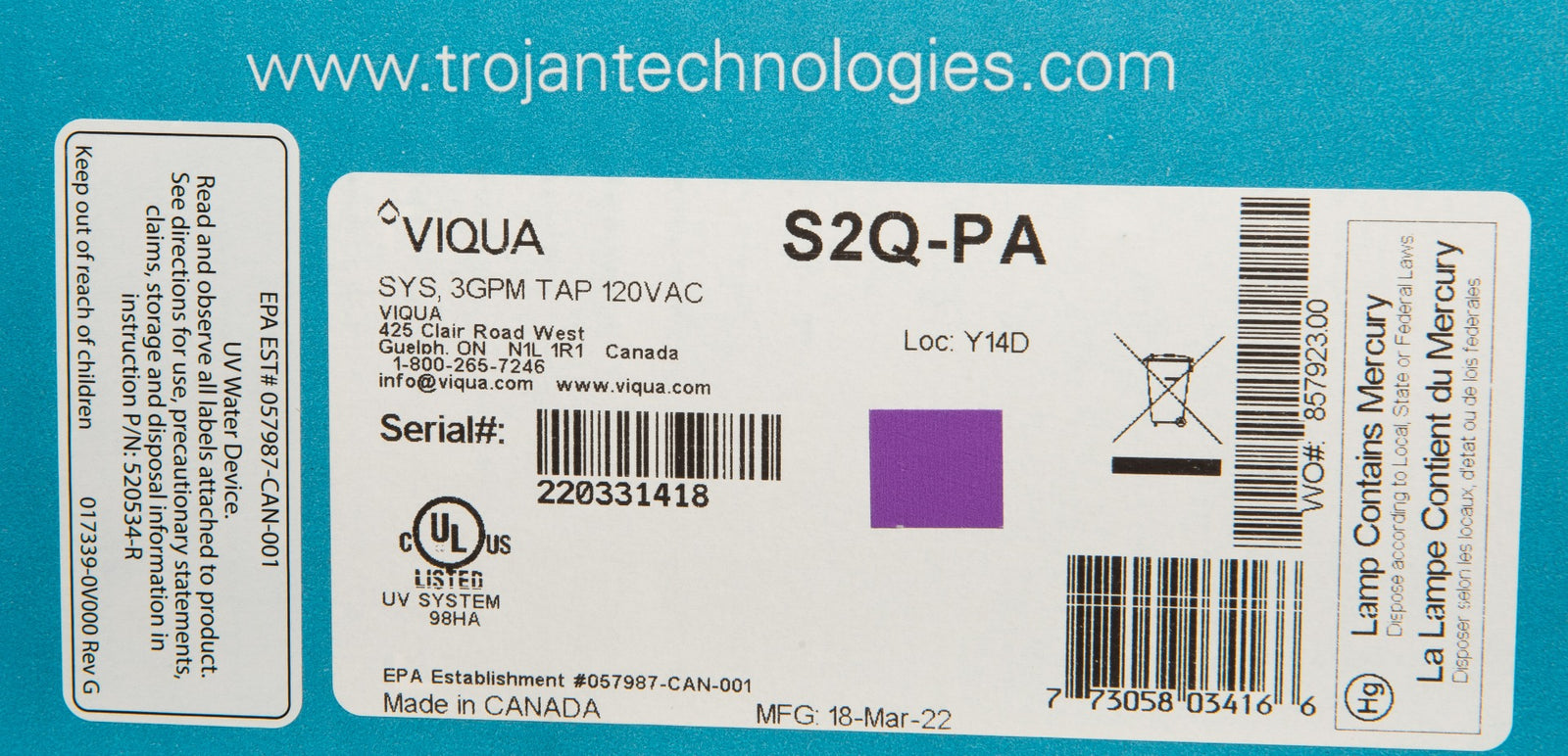 S2Q-PA Viqua Tap Plus UltraViolet Water Sterilization System - Whole House Systems - 429.0 - DiscountFilterStore.com