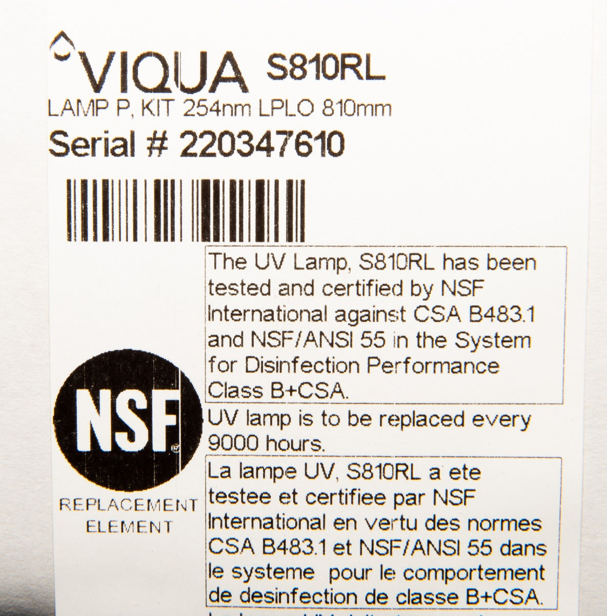 S810RL Viqua Water Disinfection System UV Lamp - Whole House Systems - 141.0 - DiscountFilterStore.com