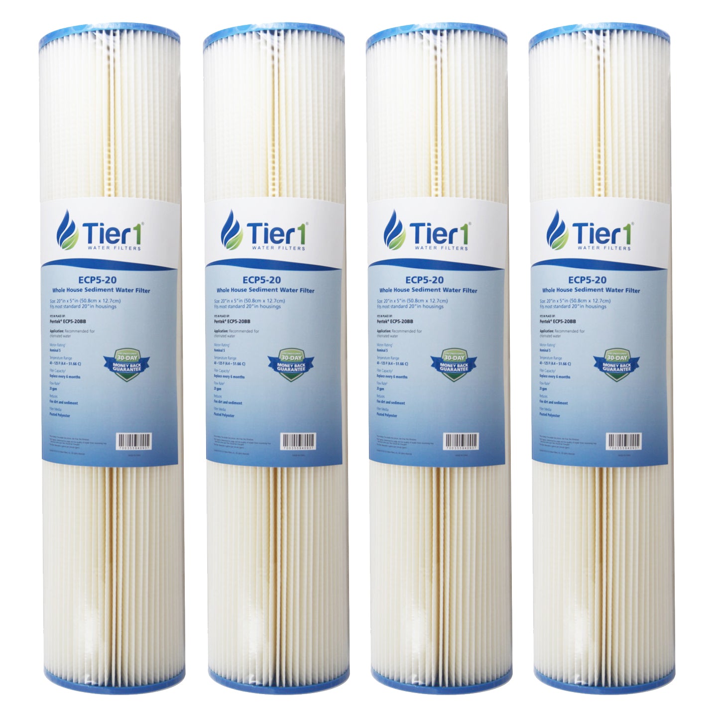 20 inch x 4.5 inch Whole House Pleated Polyester Water Filter by Tier1 (5 Micron) - Whole House Cartridges - 20.86 - DiscountFilterStore.com