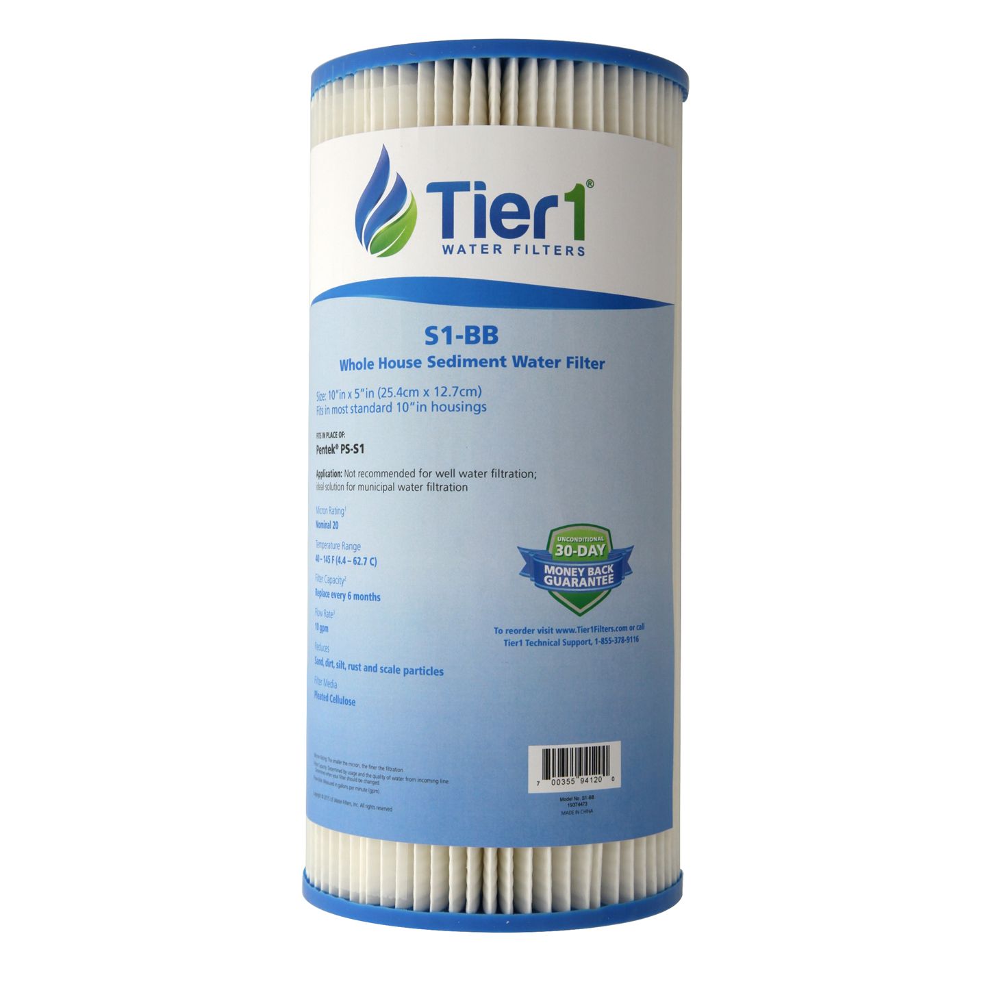 S1-BB Pentek Comparable Whole House Sediment Water Filter by Tier1 - Whole House Cartridges - 9.75 - DiscountFilterStore.com