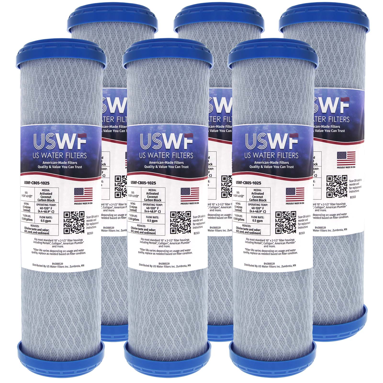 USWF Coconut Carbon Block Filter 0.5 Micron 10"x2.5" - Whole House Cartridges - 17.6 - DiscountFilterStore.com