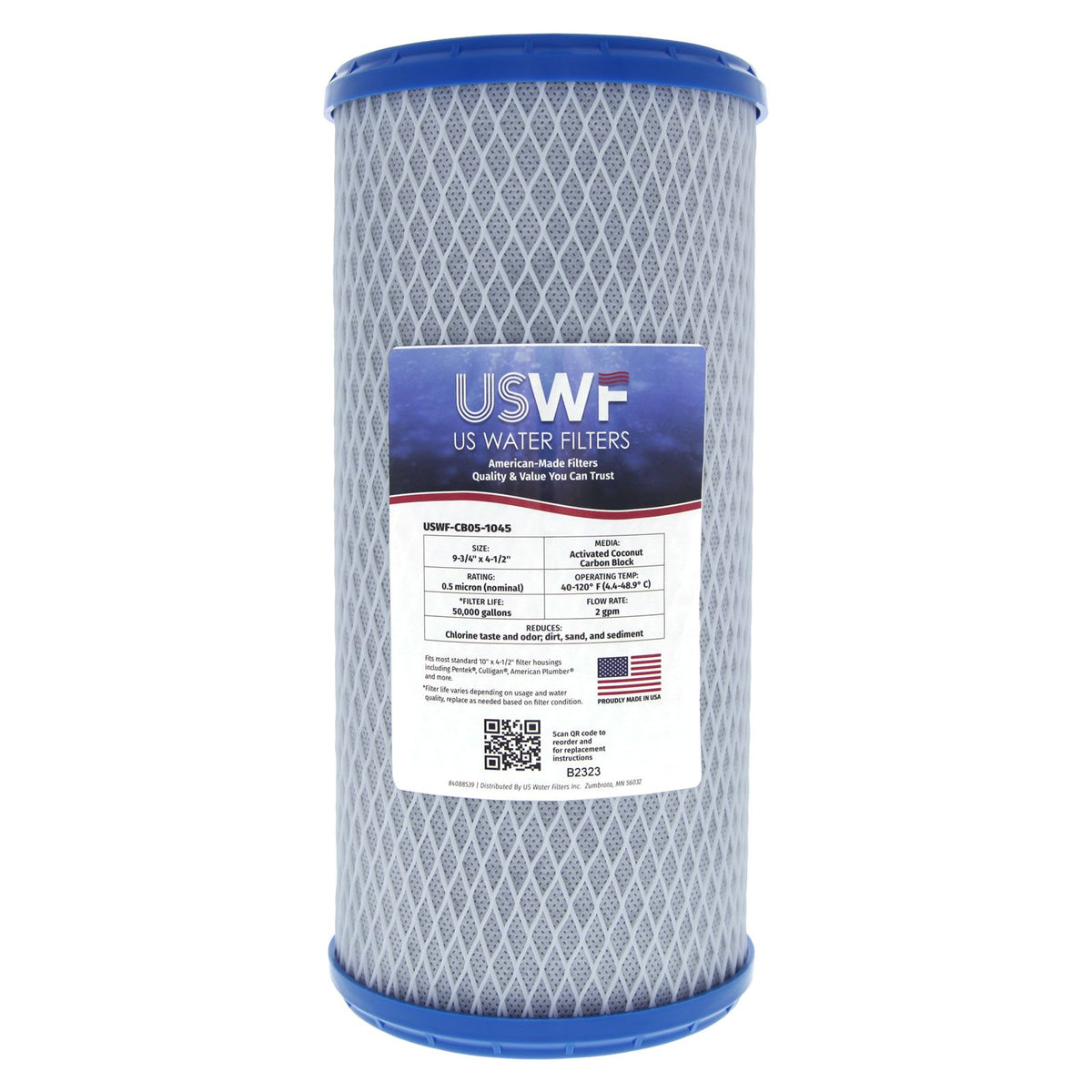 USWF Coconut Carbon Block Filter 0.5 Micron 10"x4.5" - Whole House Cartridges - 63.89 - DiscountFilterStore.com
