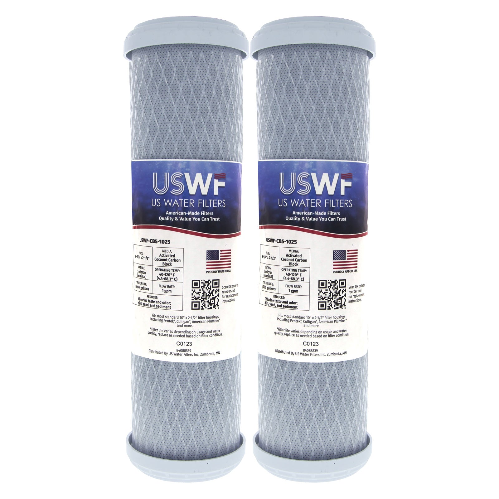 USWF Coconut Carbon Block Filter 5 Micron 10"x2.5" - Whole House Cartridges - 11.16 - DiscountFilterStore.com