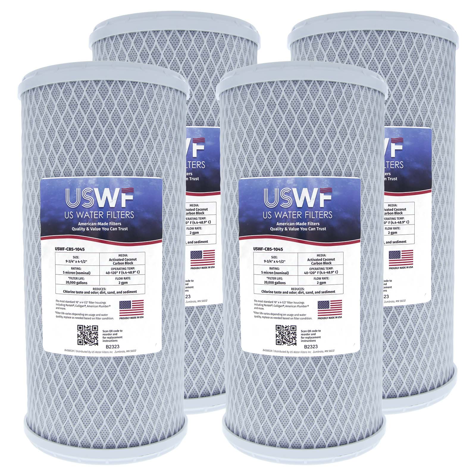 USWF Coconut Carbon Block Filter 5 Micron 10"x4.5" - Whole House Cartridges - 34.9 - DiscountFilterStore.com