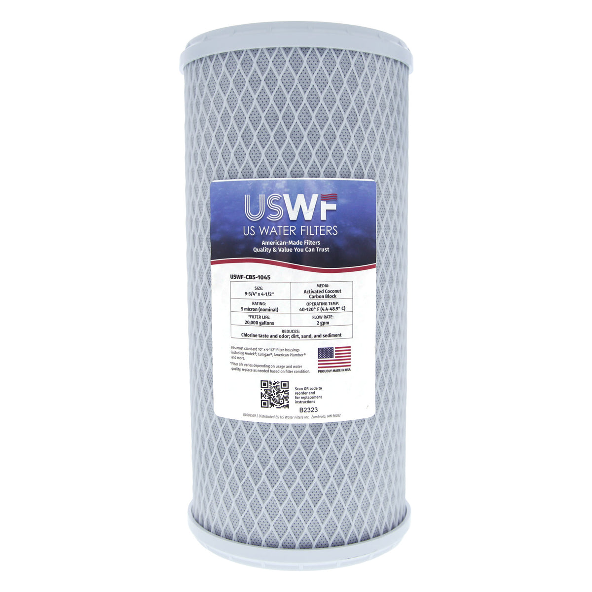 USWF Coconut Carbon Block Filter 5 Micron 10"x4.5" - Whole House Cartridges - 34.9 - DiscountFilterStore.com