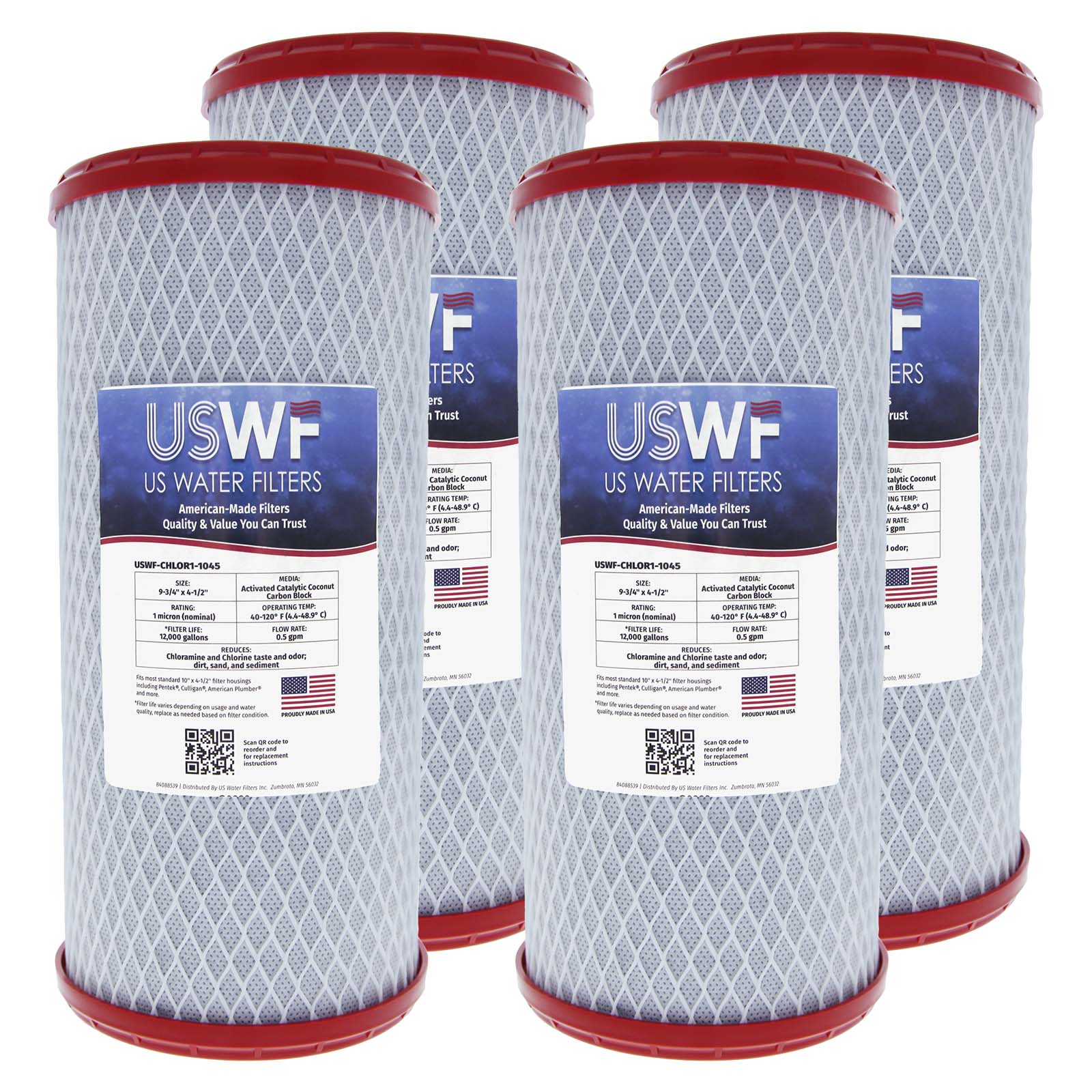 USWF Chloramine Reducing Filter Catalytic Carbon Block 1 Micron 10"x4.5" - Whole House Cartridges - 75.54 - DiscountFilterStore.com