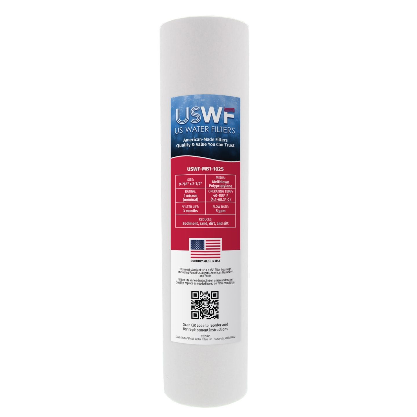 USWF 1 Micron 10"x2.5" Melt Blown Sediment Filter - Whole House Cartridges - 3.73 - DiscountFilterStore.com