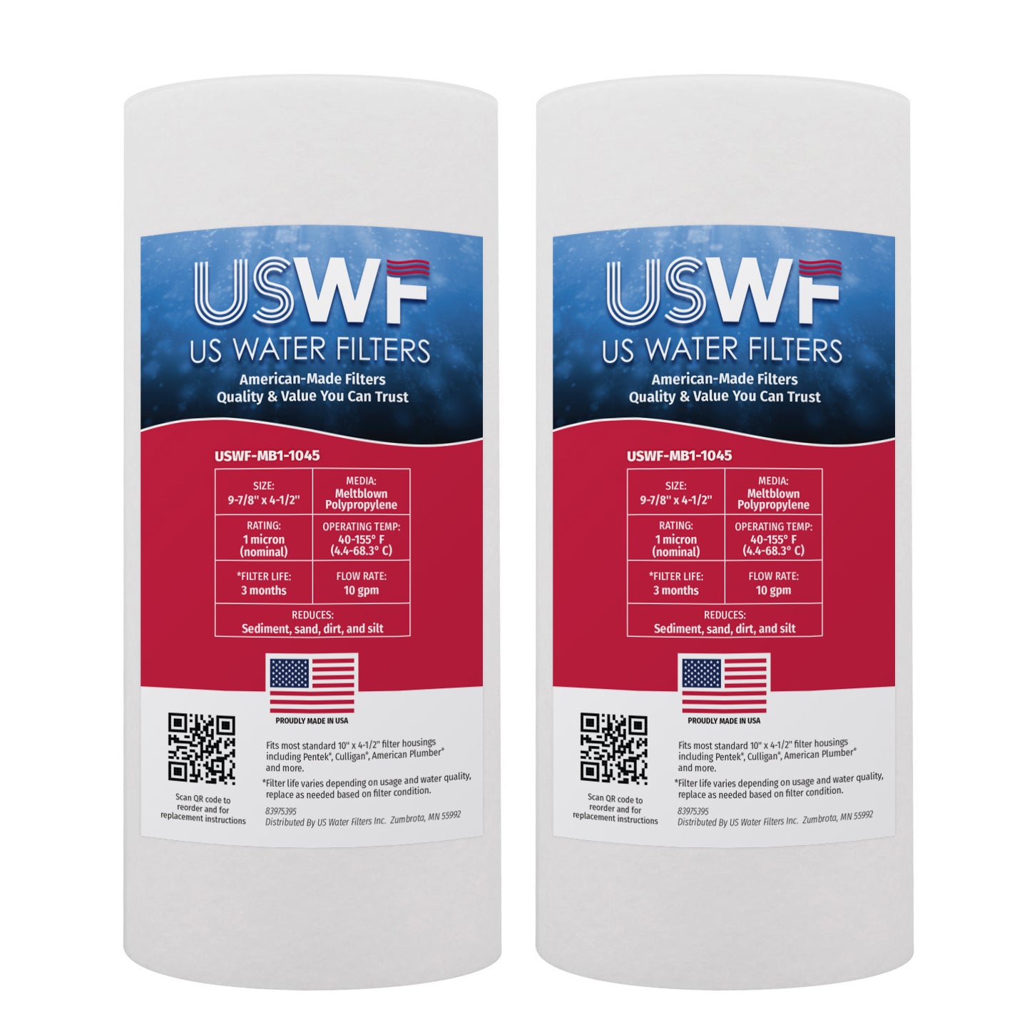USWF 1 Micron 10"x4.5" Melt Blown Sediment Filter - Whole House Cartridges - 9.9 - DiscountFilterStore.com