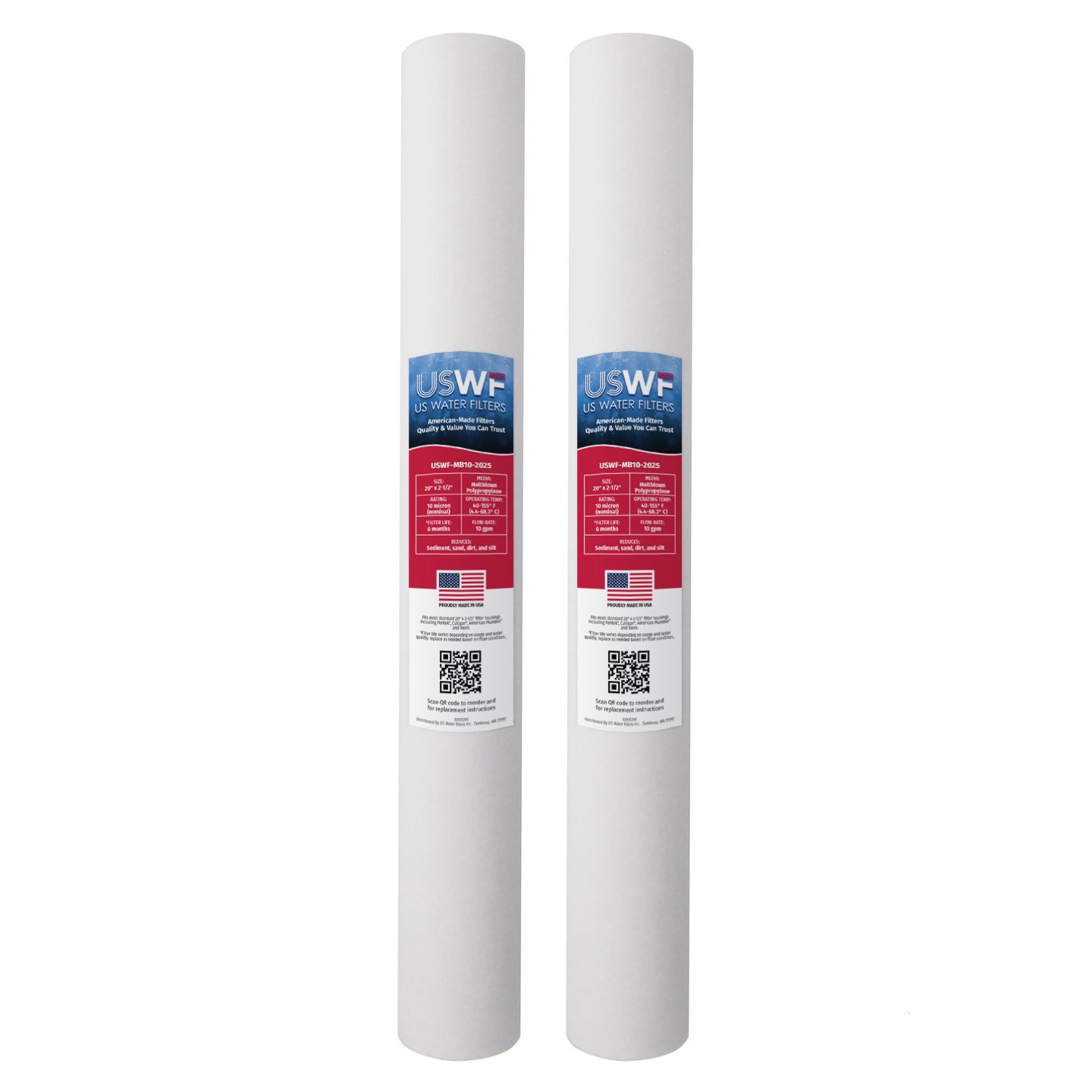 USWF 10 Micron 20"x2.5" Melt Blown Sediment Filter - Whole House Cartridges - 6.79 - DiscountFilterStore.com