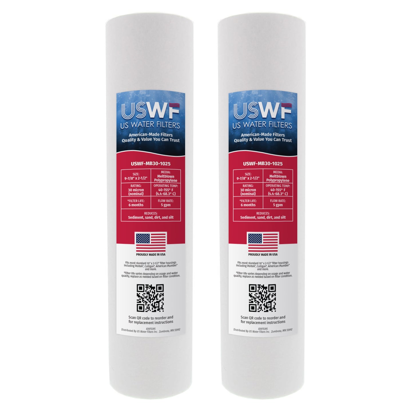 USWF 30 Micron 10"x2.5" Melt Blown Sediment Filter - Whole House Cartridges - 6.79 - DiscountFilterStore.com