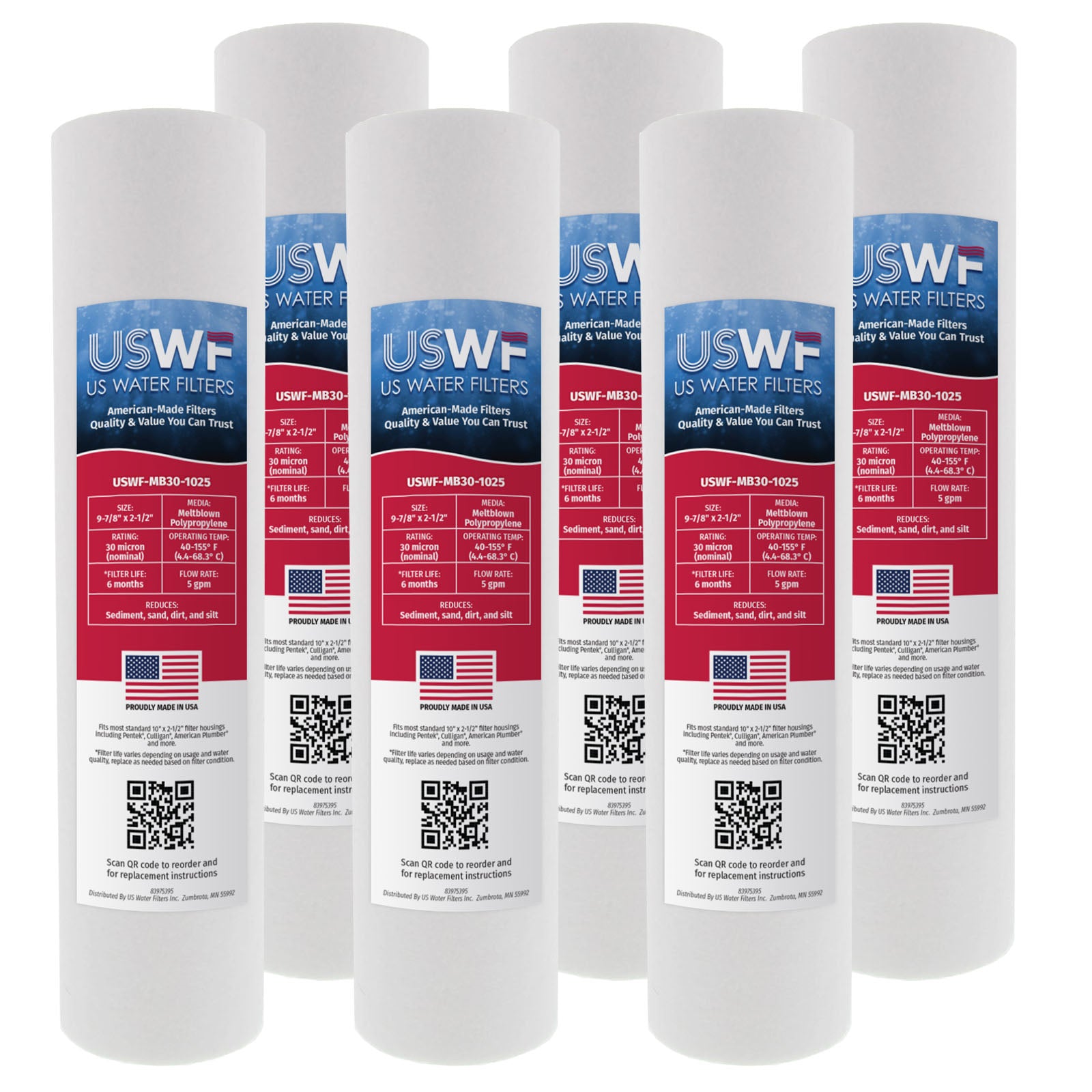 USWF 30 Micron 10"x2.5" Melt Blown Sediment Filter - Whole House Cartridges - 6.79 - DiscountFilterStore.com