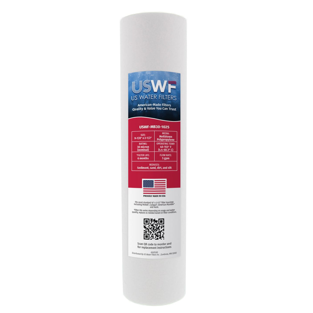 USWF 30 Micron 10"x2.5" Melt Blown Sediment Filter - Whole House Cartridges - 6.79 - DiscountFilterStore.com