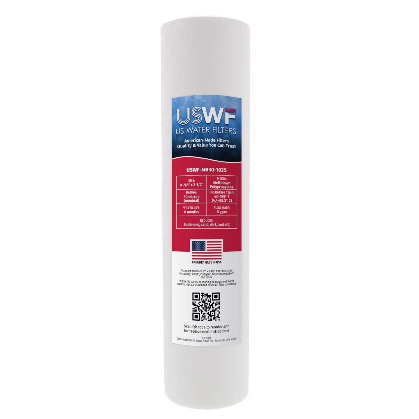 USWF 30 Micron 10"x2.5" Melt Blown Sediment Filter - Whole House Cartridges - 6.79 - DiscountFilterStore.com