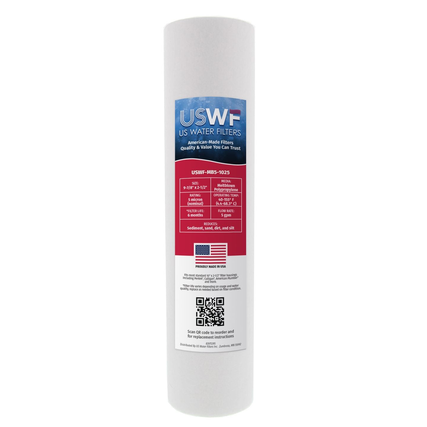 USWF 5 Micron 10"x2.5" Melt Blown Sediment Filter - Whole House Cartridges - 3.4 - DiscountFilterStore.com