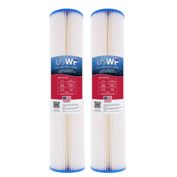 USWF 20 Micron 20"x4.5" Pleated Polyester Sediment Filter - Whole House Cartridges - 24.68 - DiscountFilterStore.com