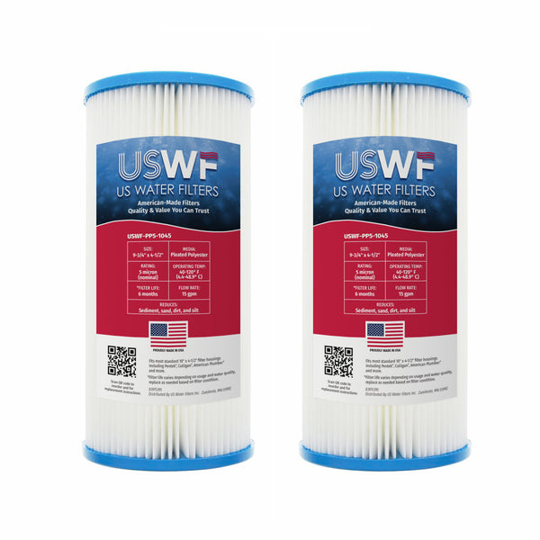 USWF 5 Micron 10"x4.5" Pleated Polyester Sediment Filter - Whole House Cartridges - 12.94 - DiscountFilterStore.com
