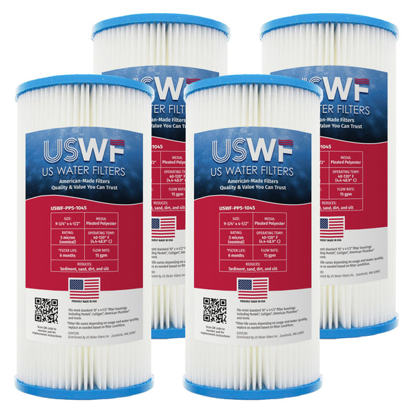 USWF 5 Micron 10"x4.5" Pleated Polyester Sediment Filter - Whole House Cartridges - 12.94 - DiscountFilterStore.com
