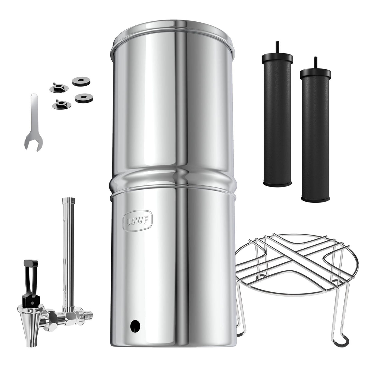 USWF 2.25 Gallon Stainless Steel Gravity Fed Filter System - Countertop & Faucet Filters - 174.49 - DiscountFilterStore.com