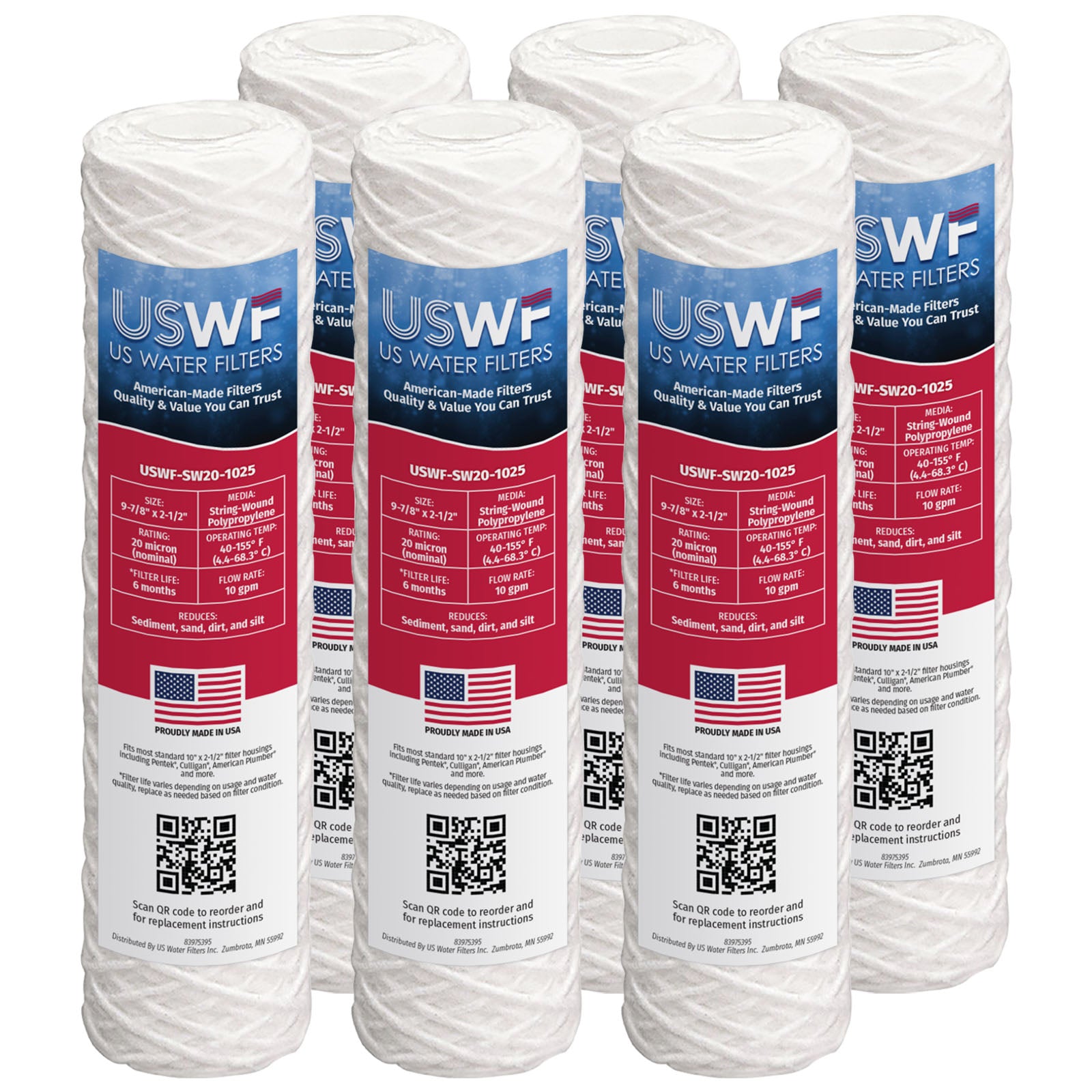 USWF 20 Micron 10"x2.5" String Wound Sediment Filter - Whole House Cartridges - 5.0 - DiscountFilterStore.com