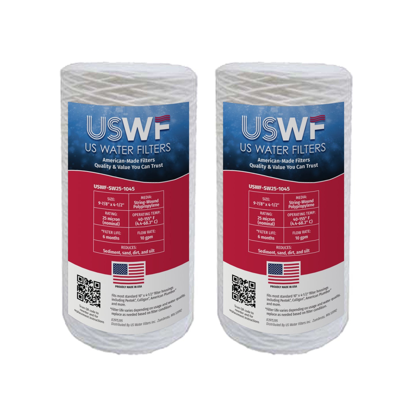 USWF 25 Micron 10"x4.5" String Wound Sediment Filter - Whole House Cartridges - 15.05 - DiscountFilterStore.com