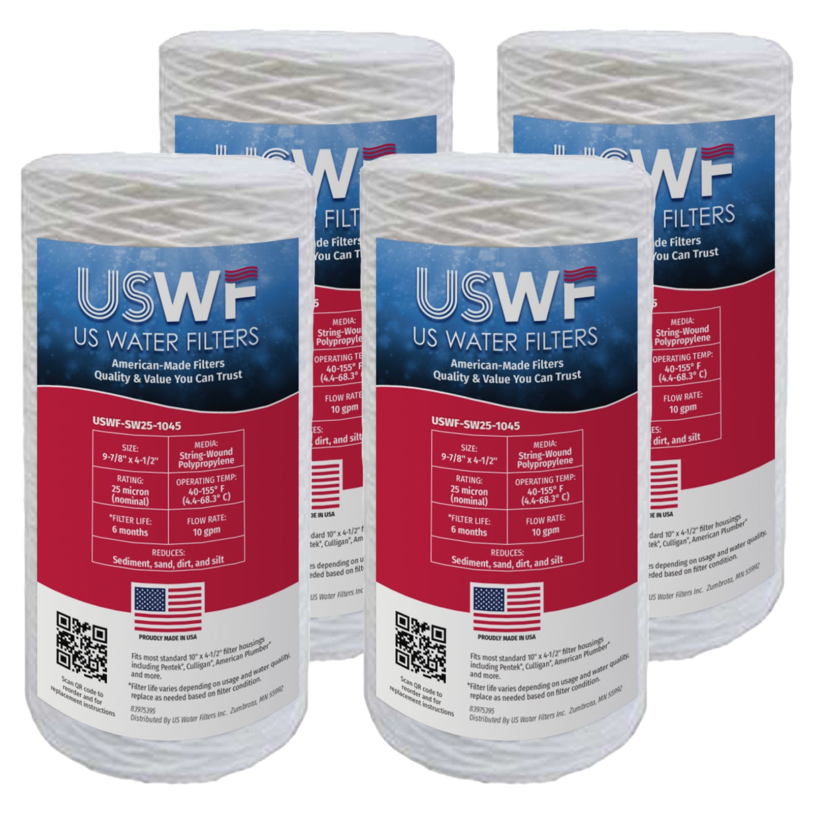 USWF 25 Micron 10"x4.5" String Wound Sediment Filter - Whole House Cartridges - 15.05 - DiscountFilterStore.com