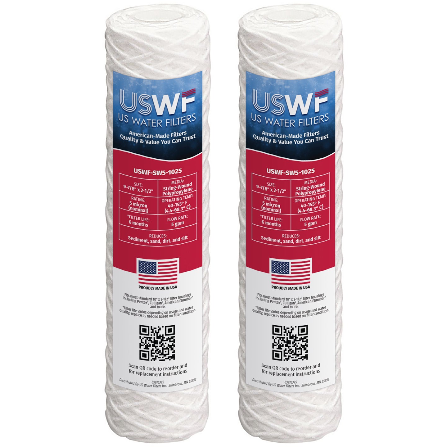 USWF 5 Micron 10"x2.5" String Wound Sediment Filter - Whole House Cartridges - 5.03 - DiscountFilterStore.com