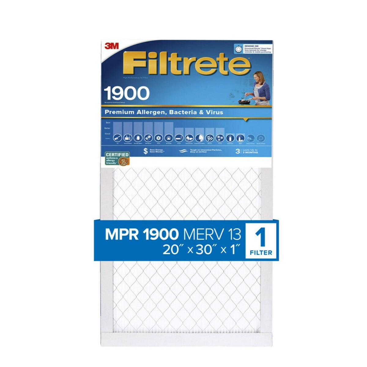 3M Filtrete 1900 Ultimate Allergen, Bacteria & Virus Air Filter - 20x30x1 - Air Filters - 47.99 - DiscountFilterStore.com