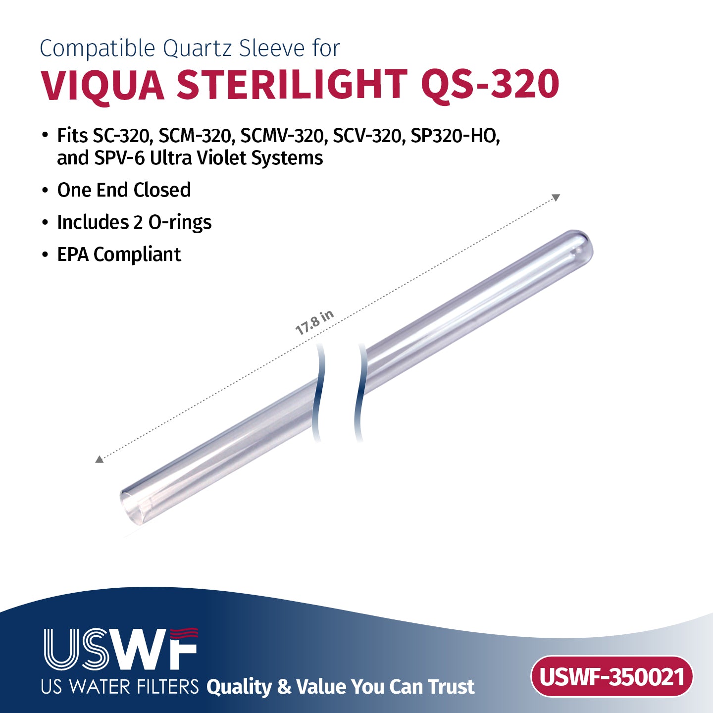 USWF Replacement for VIQUA SHO320-QL UV Lamp/Sleeve Combo | Fits the VIQUA SP320-HO, SC320, & SPV-6 Series UV Systems - Whole House Systems - 76.91 - DiscountFilterStore.com