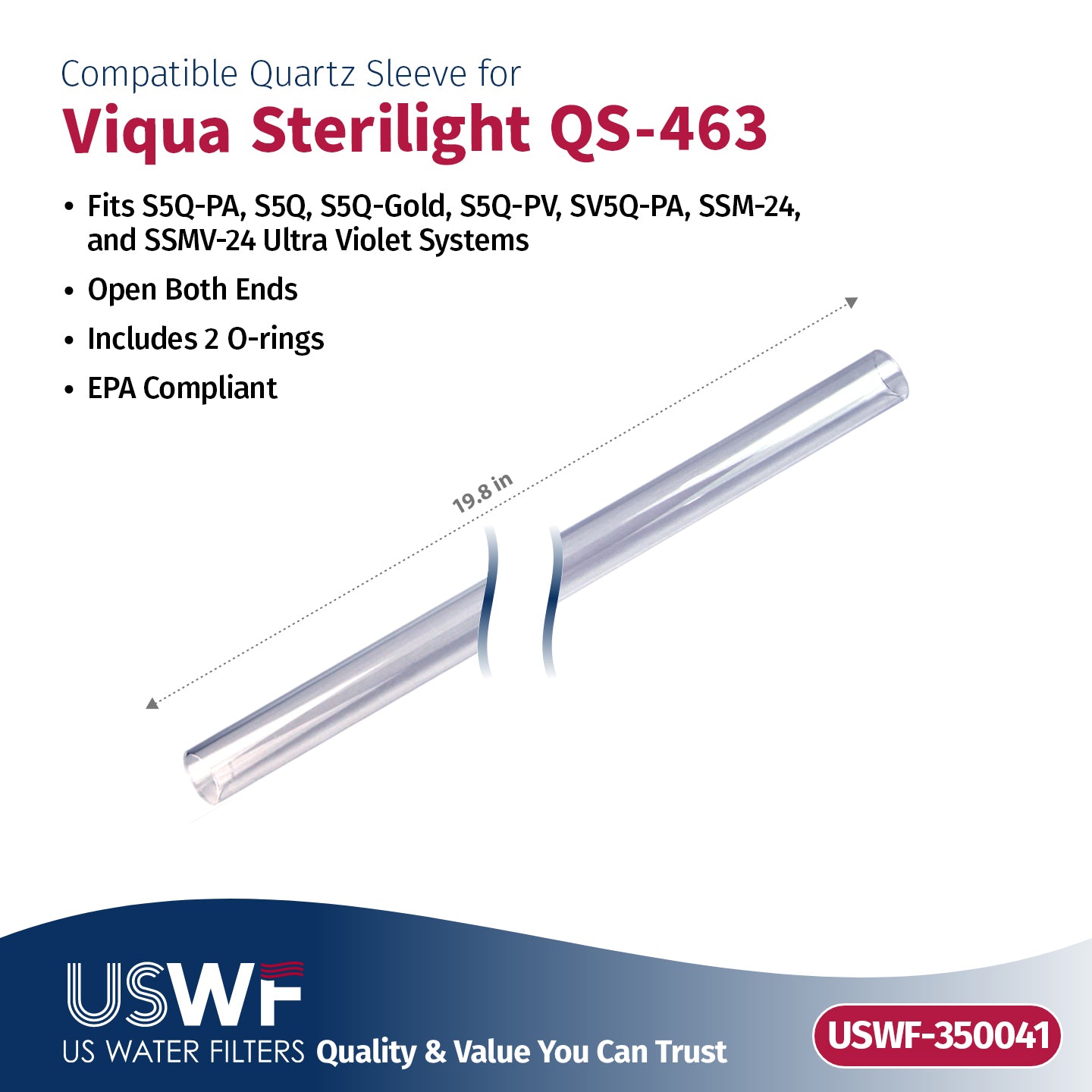 USWF Replacement for VIQUA S463-QL UV Lamp/Sleeve Combo | Fits the VIQUA S5Q, SV5Q-PA, & SSM-24 Series UV Systems - Whole House Systems - 70.22 - DiscountFilterStore.com