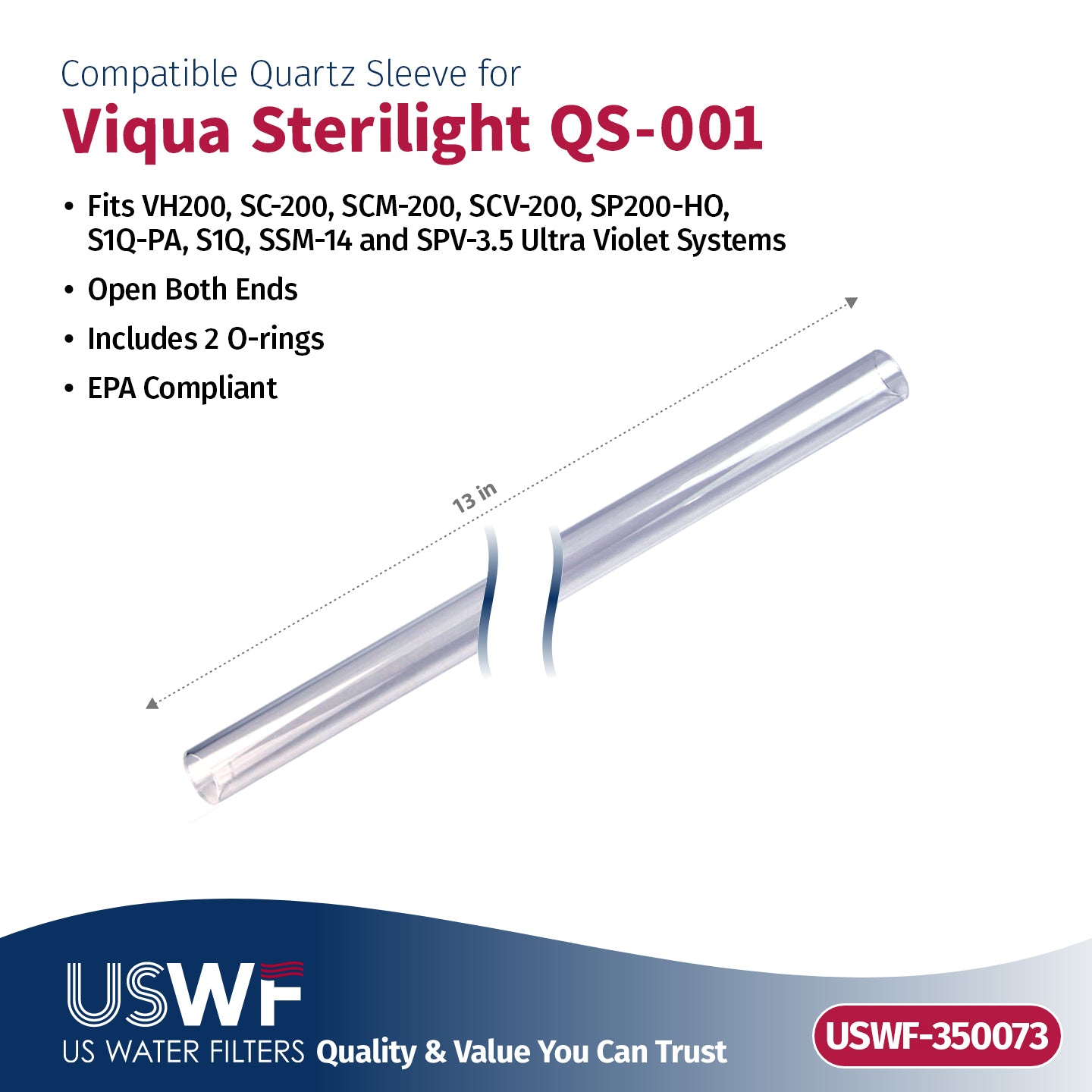 USWF Replacement for VIQUA QL-200 UV Lamp/Sleeve Combo | Fits the VIQUA VH200, VH200-V, VH200-F10, AQ-UV-STD, & PUV-7 Series UV Systems - Whole House Systems - 63.65 - DiscountFilterStore.com