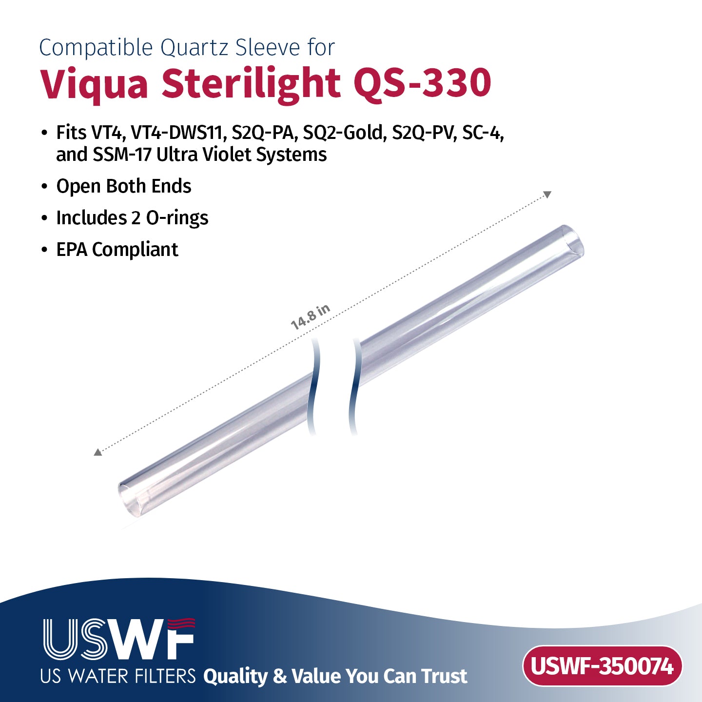 USWF Replacement for VIQUA S330-QL UV Lamp/Sleeve Combo | Fits the VIQUA S2Q-PA, SC4, VT-4, & SSM-17 Series UV Systems - Whole House Systems - 65.49 - DiscountFilterStore.com