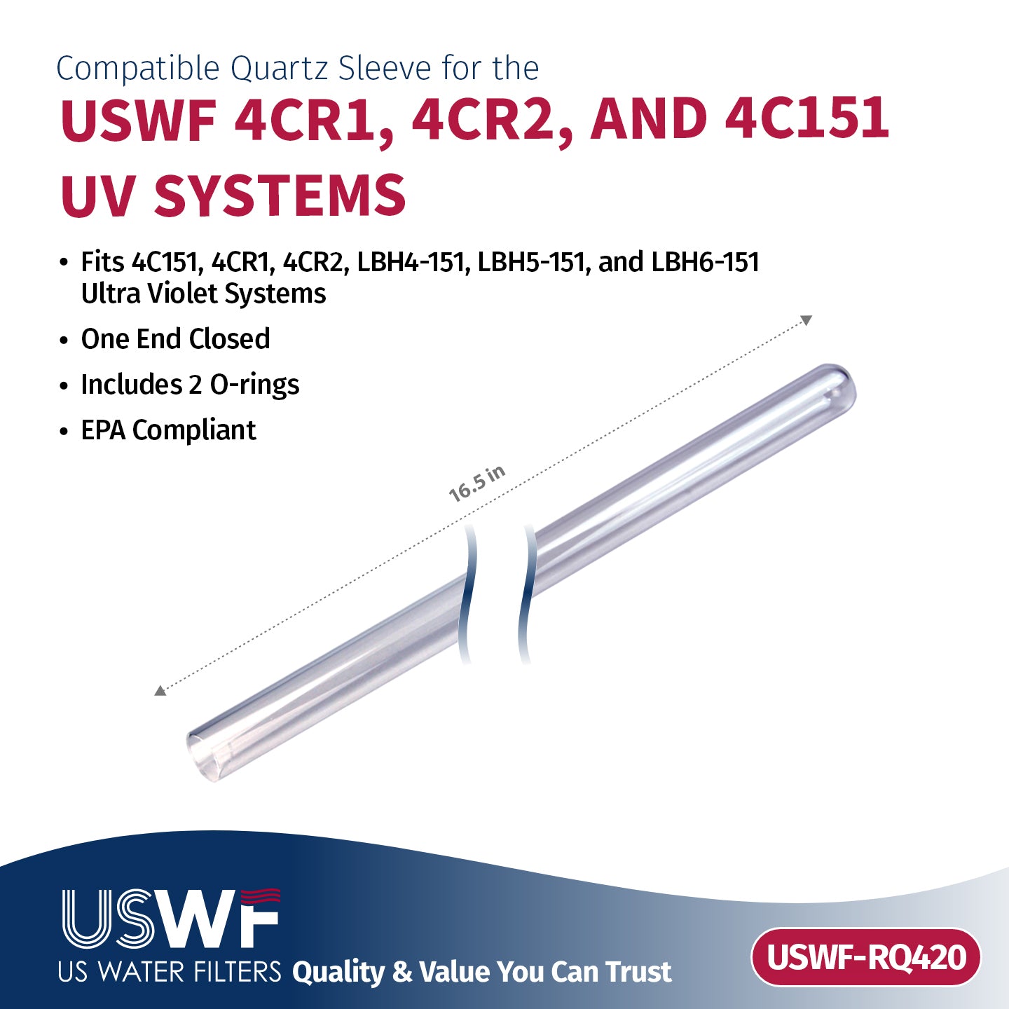 USWF RLQ-420HO UV Lamp/Sleeve Combo |  Fits the USWF 4C151/4CR2 UV System - Whole House Systems - 147.05 - DiscountFilterStore.com